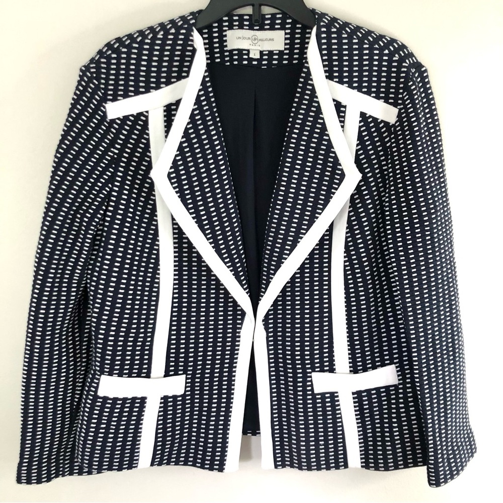 UN JOUR AILLEURS PARIS Blazer Navy Jacket Sz Large